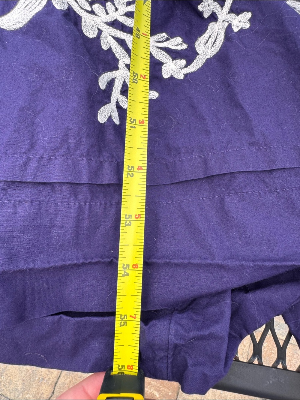Anthropologie Sommerset Navy Blue Maxi Dress with Cream Floral Embroidery - Picture 8 of 10